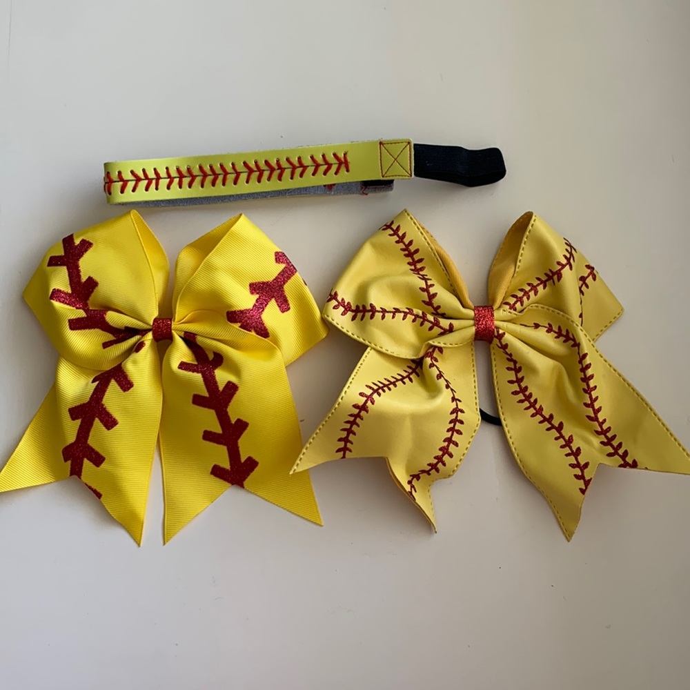 Softball Bows and Headband